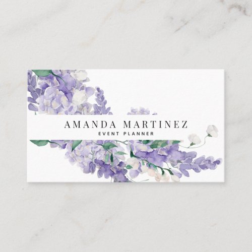 Elegant Wisteria Watercolor Social Media Business Card