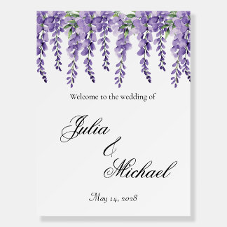 Elegant Wisteria Wedding Welcome Sign 
