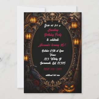 Elegant Witch Halloween Birthday Party Invitation