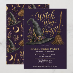 Elegant Witch Halloween Party Invitation