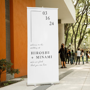 Elegant with Black Outline Custom Date & Names Retractable Banner
