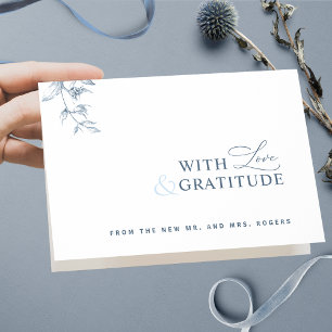 Elegant  With Love and Gratitude Blue Thank You Card