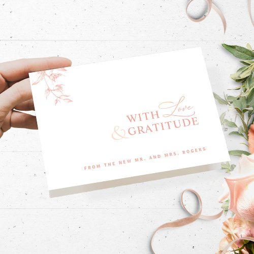 Elegant With Love and Gratitude Blush Pink Peach Thank You Card