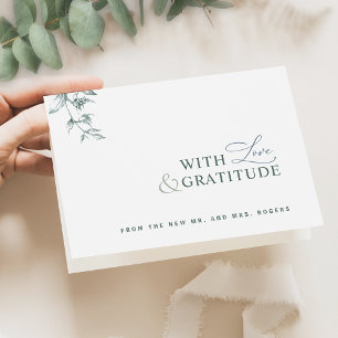 Elegant With Love and Gratitude, Green Thank You Card