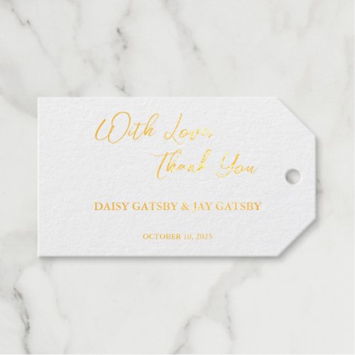 Elegant With Love Thank You Gold Foil Gift Tags