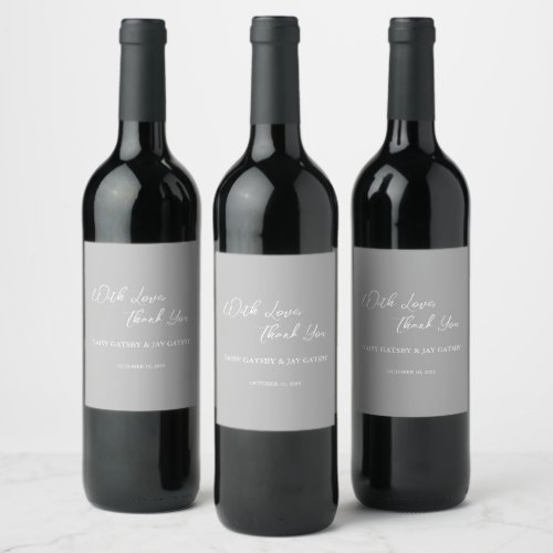 Elegant With Love Thank You Wine Label