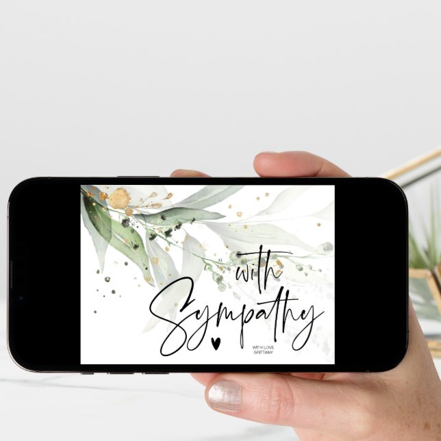 Elegant With Sympathy Condolence Mourning Heart Card (Front Digital)