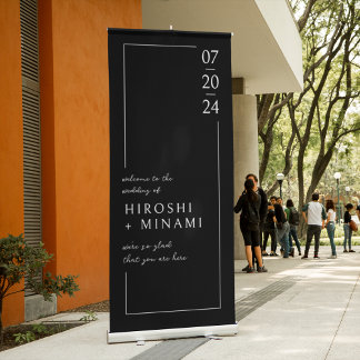 Elegant with white Outline Custom Date & Names Retractable Banner