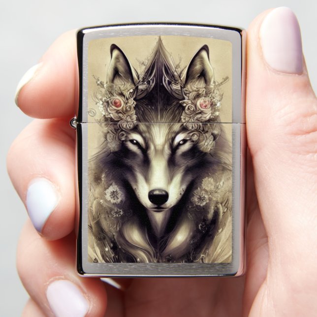 Elegant Wolf Zippo Lighter (In Hand)