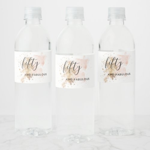 Elegant Woman 50th Birthday Water Bottle Label