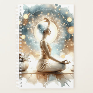 Elegant woman abstract yoga pose planner