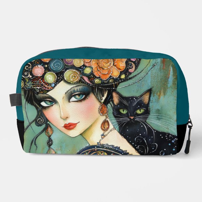 Elegant Woman and Cat  Dopp Kit (Front)