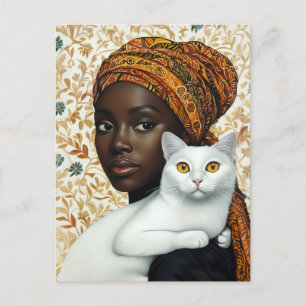 Elegant Woman and Cat Postcard