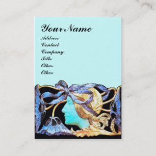 ELEGANT WOMAN BEAUTY JEWEL /LADY,BLUE BOW,FLOWERS BUSINESS CARD