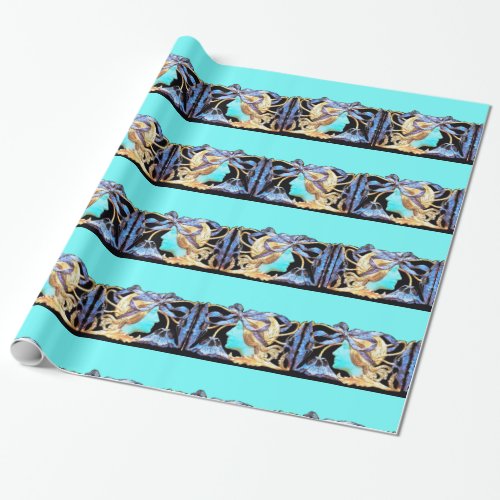 ELEGANT WOMAN BEAUTY JEWEL LADYBLUE BOWFLOWERS WRAPPING PAPER