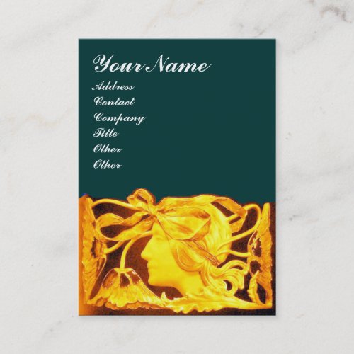ELEGANT WOMAN BEAUTY LADYGOLD YELLOW BOWFLOWERS BUSINESS CARD