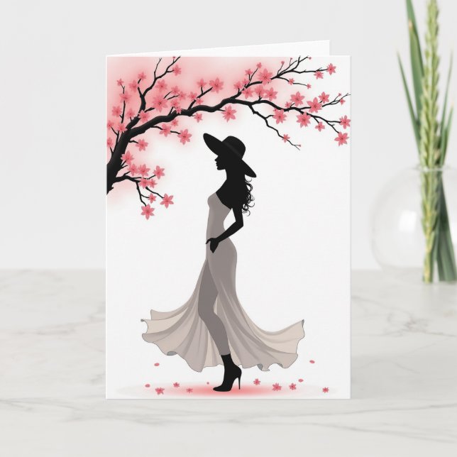 Elegant Woman Blossom Art Card (Front)