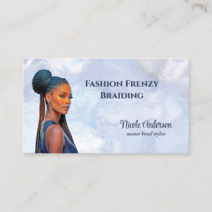 Elegant Woman Braid Hair Stylist Business Card