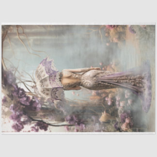 Elegant Woman Enchanted Garden Purple Parasol Tissue Paper
