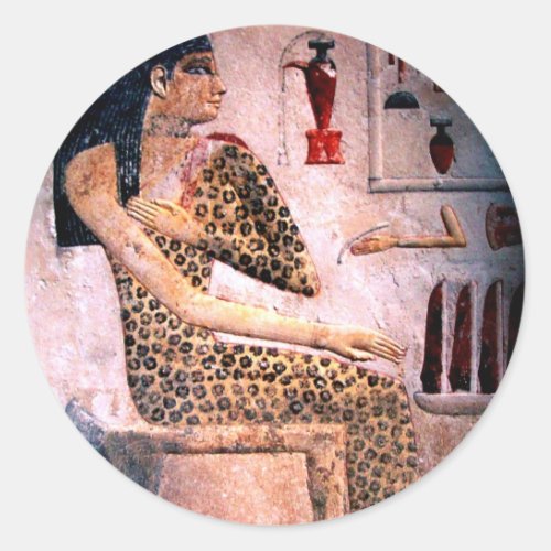ELEGANT WOMAN FASHION AND BEAUTY OF ANTIQUE EGYPT CLASSIC ROUND STICKER
