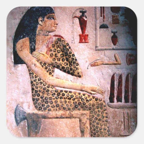 ELEGANT WOMAN FASHION AND BEAUTY OF ANTIQUE EGYPT SQUARE STICKER