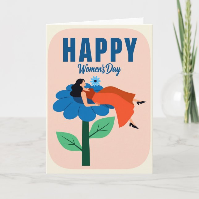 Elegant Woman Floral Art Card (Front)