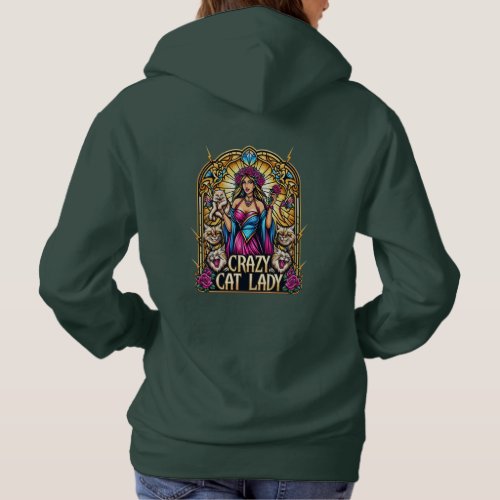 Elegant Woman Holding Kitten With Surrounding Cats Hoodie