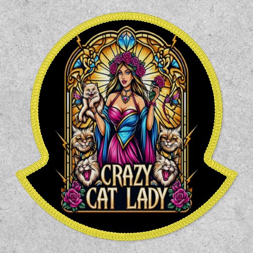 Elegant Woman Holding Kitten With Surrounding Cats Patch