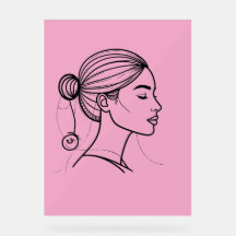 Elegant Woman Line Art Profile | Minimalist Femini