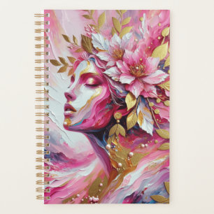 Elegant woman pink and gold planner