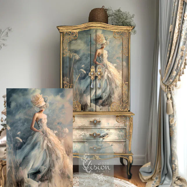 Elegant Woman Portrait Floral Field Ethereal Art Tissue Paper | Zazzle