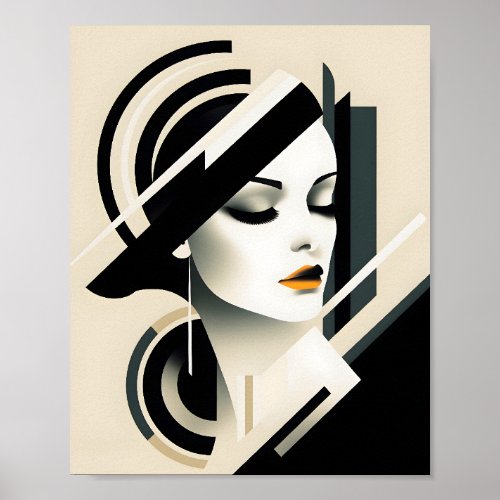 Elegant Woman Portrait Illustration Stylish Art Poster