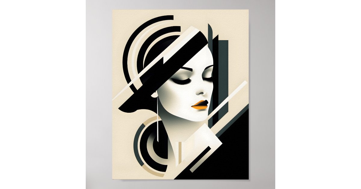 Elegant Woman Portrait Illustration Stylish Art Poster | Zazzle