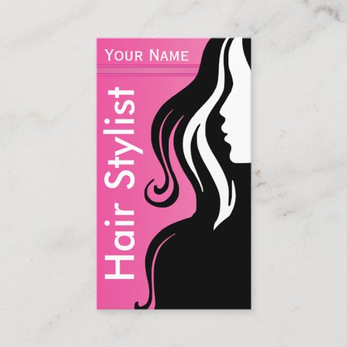 Elegant Woman Salon Hair Stylist  Pink Business Card