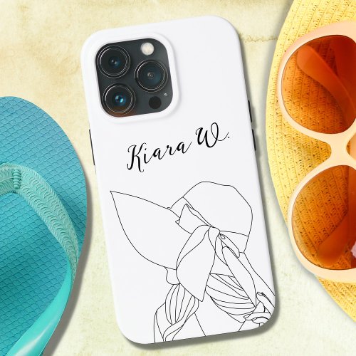 Elegant Woman Wearing Summer Hat with Ribbon iPhone 13 Pro Case