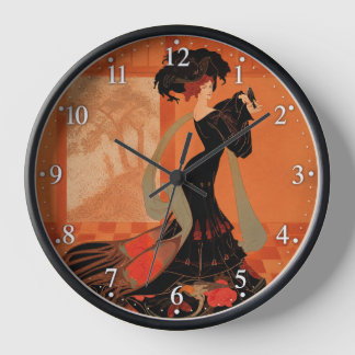 Elegant Woman with a Bird Clock