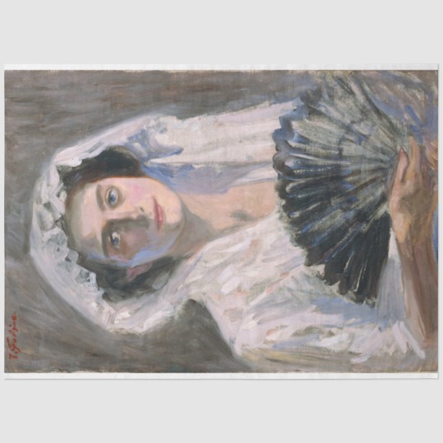 Elegant Woman with a Black Fan (Fujishima Takeji) Tissue Paper (Front)