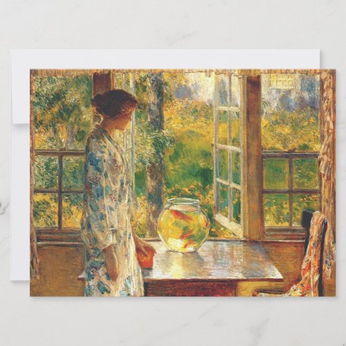 Elegant Woman with a Goldfish Bowl Childe Hassam