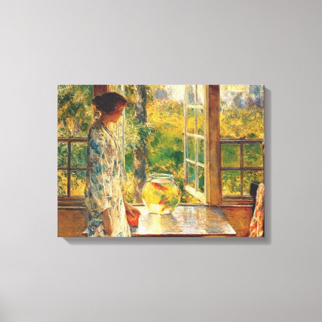 Elegant Woman with a Goldfish Bowl (Childe Hassam) Canvas Print (Front)