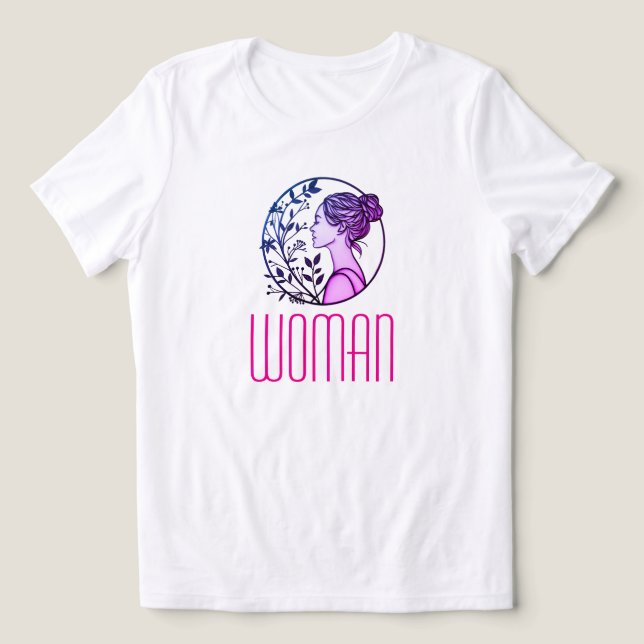 Elegant Woman with Bun & Botanical Art Tri-Blend Shirt (Design Front)