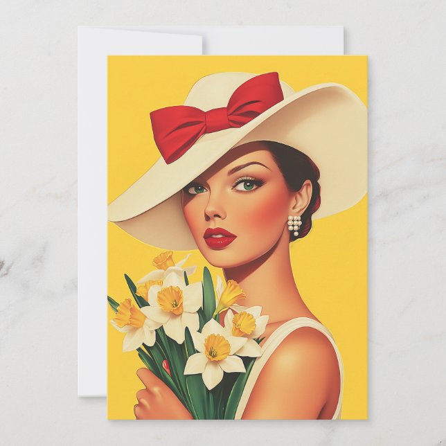Elegant Woman with Daffodils Invitation (Front)