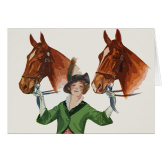 Elegant Woman with Horses Cards