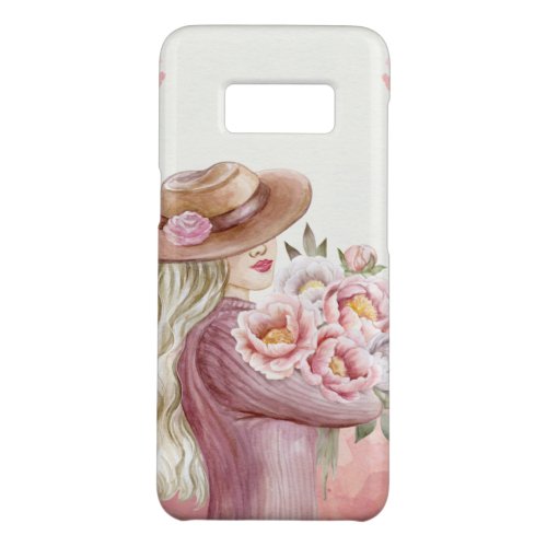 Elegant Woman with Peonies Watercolor Art Print Case_Mate Samsung Galaxy S8 Case
