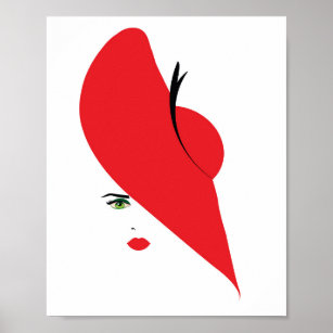 elegant woman with red hat poster