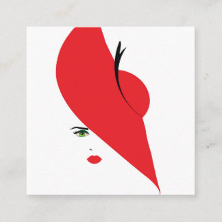 elegant woman with red hat square business card