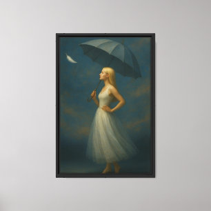 Elegant Woman with Umbrella Fine Art Canvas Print