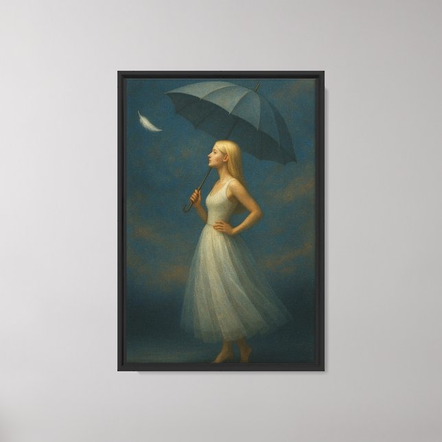Elegant Woman with Umbrella Fine Art Canvas Print (Front)