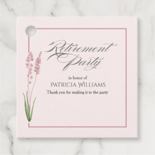 Elegant Womans Pastel Wildflower Retirement Party Favor Tags