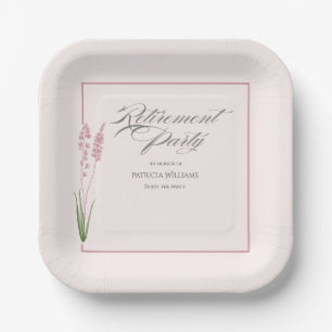 Elegant Womans Pastel Wildflower Retirement Party Paper Plates