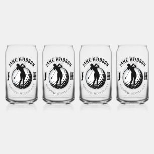 Elegant Women Golf Monogram Design Can Glass